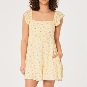 hollister yellow and blue floral mini dress